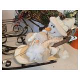 Mixed Lot: Christmas Sleigh Decor - Wicker, Wood, Wire