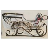 Mixed Lot: Christmas Sleigh Decor - Wicker, Wood, Wire
