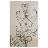Antique Scrollwork Wire Hat Stand, Wall Plant Holder, & Holiday Sleigh