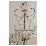 Antique Scrollwork Wire Hat Stand, Wall Plant Holder, & Holiday Sleigh