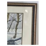 Framed Unsigned Watercolor Winter Landscape
