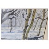 Framed Unsigned Watercolor Winter Landscape