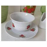 Frigidaire & Green Glass Pitchers & Strawberry Themed Glass Pieces