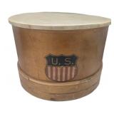 Antique Military Snare Drum Wood Shell w/American Flag Shield