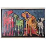 Jenny Foster Best Friends Folk Art Dog Painting 25 1/2 X 37 1/2 in