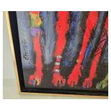 Jenny Foster Best Friends Folk Art Dog Painting 25 1/2 X 37 1/2 in