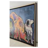 Jenny Foster Best Friends Folk Art Dog Painting 25 1/2 X 37 1/2 in