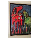 Jenny Foster Best Friends Folk Art Dog Painting 25 1/2 X 37 1/2 in