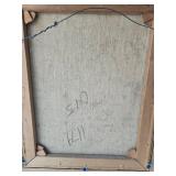 Vintage Parisian Street Scene Oil Painting on Canvas w/Ornate Frame