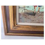 Vintage Parisian Street Scene Oil Painting on Canvas w/Ornate Frame