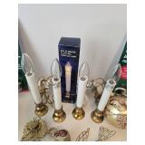Mixed Holiday Ornament Assortment With Carlon Candles & Brass Lamps