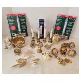Mixed Holiday Ornament Assortment With Carlon Candles & Brass Lamps
