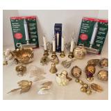 Mixed Holiday Ornament Assortment With Carlon Candles & Brass Lamps