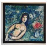 Marc Chagall Nude With Flowers Reproduction Print Framed 28 X 26 in