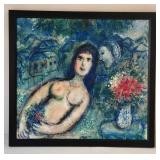 Marc Chagall Nude With Flowers Reproduction Print Framed 28 X 26 in
