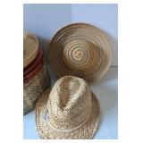 Lot of 5 Straw & Fedora Hats w/Peck & Peck Hat Box