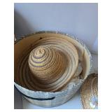 Lot of 5 Straw & Fedora Hats w/Peck & Peck Hat Box