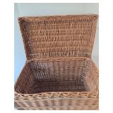 Vintage French Wicker Storage Chest w/Lid
