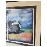 1992 Holly Evans Signed Motorcycle Painting on Canvas Framed