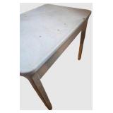 Vintage White Enamel Table With Wood Base 36 X 25 X 30 in