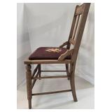 Antique Spindle Back Chair With Floral Embroidered Seat