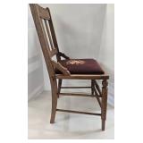 Antique Spindle Back Chair With Floral Embroidered Seat