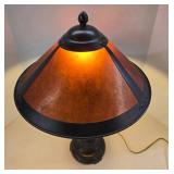 Vintage Arts & Crafts Mission Mica Dual-Light Table Lamp Pull Chain