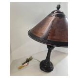 Vintage Arts & Crafts Mission Mica Dual-Light Table Lamp Pull Chain