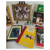 Cat Book Collection With Framed Art & Sun Catcher Mixed Lot