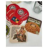 MCM Bar Memorabilia Lot With Uptown Minneapolis Glasses & Thermo Serv Gold Ice Bucket & Collectible Bar Coasters