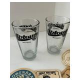 MCM Bar Memorabilia Lot With Uptown Minneapolis Glasses & Thermo Serv Gold Ice Bucket & Collectible Bar Coasters
