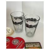 MCM Bar Memorabilia Lot With Uptown Minneapolis Glasses & Thermo Serv Gold Ice Bucket & Collectible Bar Coasters