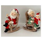 Vintage Lefton Santa & Mrs. Claus Rocking Figurines (Pair)