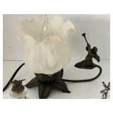 Glass Lamp, Decorative Bottles & Angel Silver Plated Condiment Mixed Lot