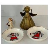 Angel Bell Figurine With Two Angel Bowls & one ornament