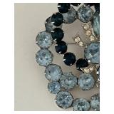 Blue Rhinestone Floral Brooch Pin by Eisenberg