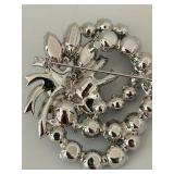 Blue Rhinestone Floral Brooch Pin by Eisenberg