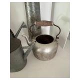 Vintage Galvanized Watering Can Group With Tall vase & Funnel