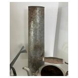 Vintage Galvanized Watering Can Group With Tall vase & Funnel