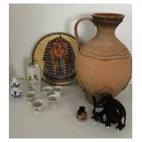 Ceramic Decor Mixed Lot  Egyptian Plate, Sake