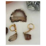 Mixed Lot of Polished Stones, Agate Slices & Keychains
