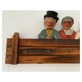 ANRI Hand Carved Figural Wooden Key Rack With Bobble Heads