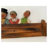 ANRI Hand Carved Figural Wooden Key Rack With Bobble Heads