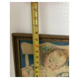 Vintage Baby Nursery Mixed Lot - Framed Print, Chatterduck Book & Doll Shoes