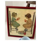 Mixed Childs Size Wooden Chair, Framed Print & 3 Cup/Saucer Sets