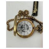 Majestion Gold Tone Pocket Watch With Chain & Stand