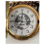 Majestion Gold Tone Pocket Watch With Chain & Stand