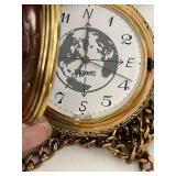 Majestion Gold Tone Pocket Watch With Chain & Stand