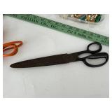 Mixed Lot: Jewelry Pieces for repurpose, Hot Glue Gun, Wooden Yardstick & Large Steel Shears by Murray Black Co