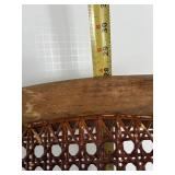 Rare Vintage Childs Size Wood Caned Rocking Chair With Floral Seat